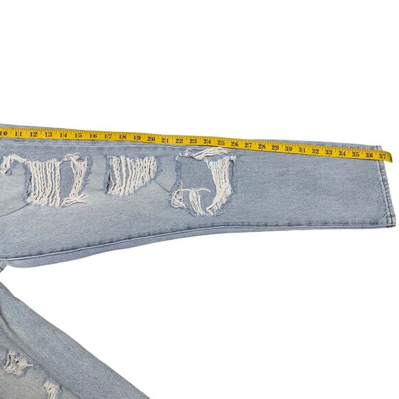 Pac Sun Size 26 Women's Mom Jeans High Waist Distressed Holes Light Wash - Picture 7 of 13